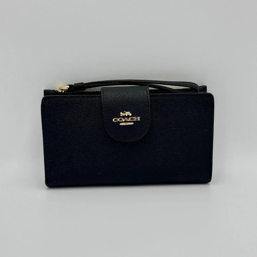 Coach Tech Wallet Black Crossgrain Leather - Picture 2 of 4